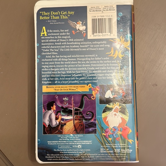 The Little Mermaid Special Edition VHS - Picture 3 of 3